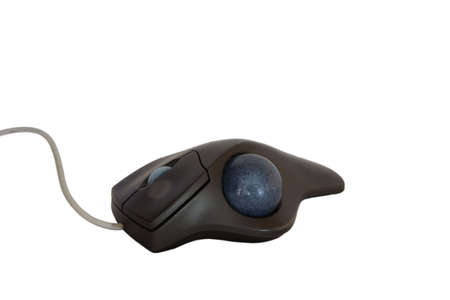 This is an image of a ball mouse. You move the cursor by moving the blue ball on the mouse.の写真素材