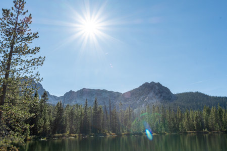 Sunny day on the lake in Yosemite National Park, California, USAの写真素材