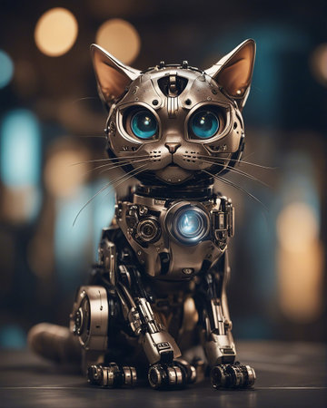 Robot cat. AI-generated.の素材