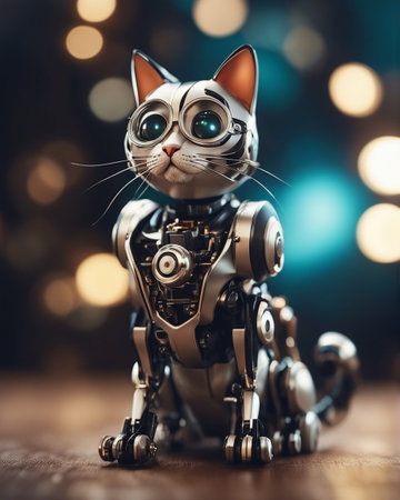 Robot cat. AI-generated.の素材