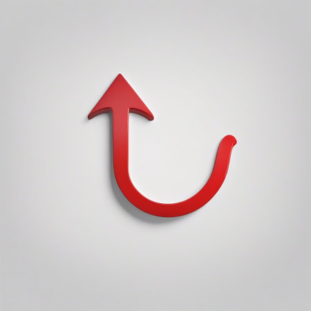 Red arrow icon isolated on white background. 3D illustration.の素材