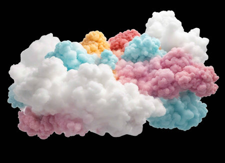 Colorful cloud in different colors, transparent background.の素材