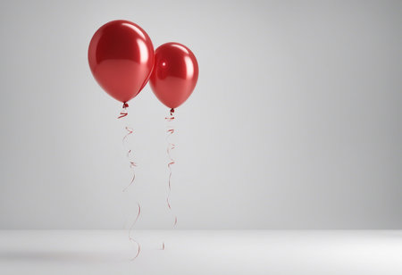 Red balloon(s) on white background.の素材