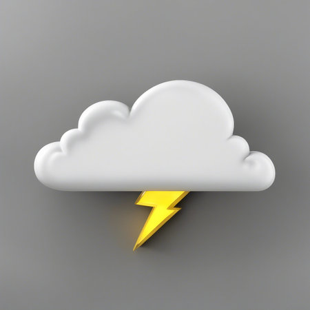 Gray cloud with yellow lightning.の素材