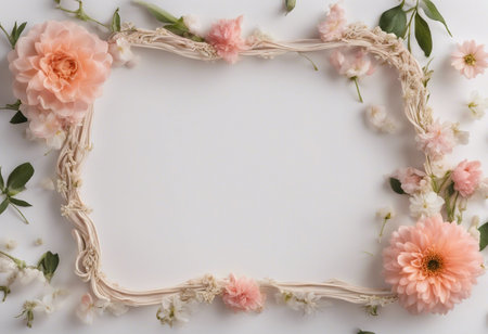 Flower frame with writing space in center.の素材