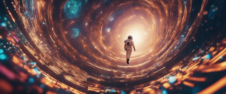Astronaut in a multicolored vortex.の素材
