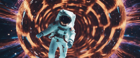 Astronaut in a multicolored vortex.の素材