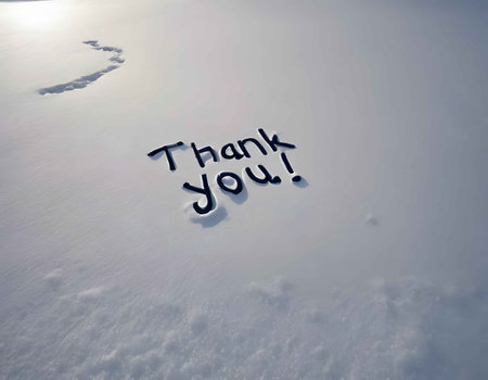 Thank you message on the snow. Winter background.の素材