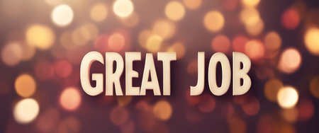 "GREAT JOB" inscribed on a festive background.の素材