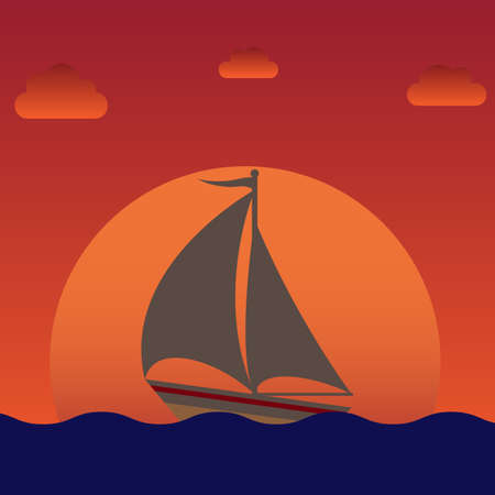 sailboat silhouette over sunset or sunrise