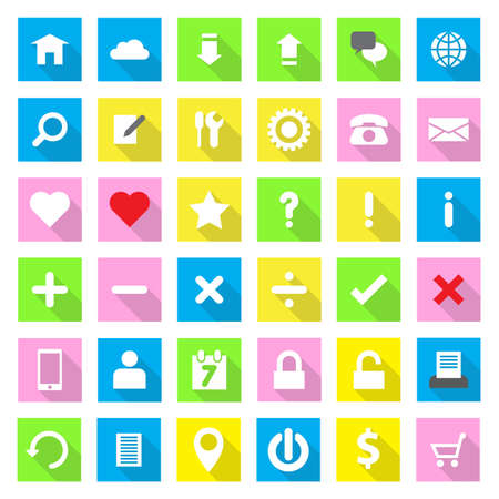 Web Icon Flat Style on Rectangle Background with Long Shadowのイラスト素材