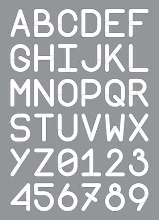 english font typeface capital letters and numbers modern style sans serif white vector illustrationのイラスト素材