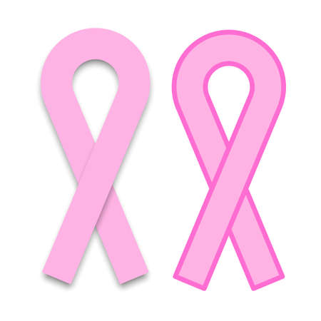 pink ribbon breast cancer awareness symbol isolated on white background vector illustrationのイラスト素材