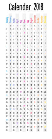 2018 Calendar design template, vector illustration. Simple clear with CMY color theme.のイラスト素材