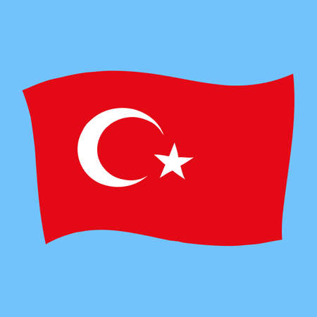 Turkey national flag - Al Bayrak - flying vector illustrationのイラスト素材