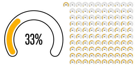 Set of circular sector percentage diagrams from 0 to 100 ready-to-use for web design, user interface (UI) or infographic - indicator with yellowのイラスト素材