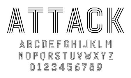 Set of alphabets font letters and numbers modern abstract design with lines vector illustrationのイラスト素材