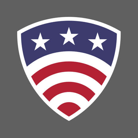 United States of America USA flag shield icon logo vector illustration. Independence Day. 4th of July. Presidential Electionのイラスト素材