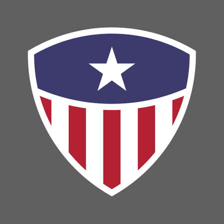 United States of America USA flag shield icon logo vector illustration. Independence Day. 4th of July. Presidential Electionのイラスト素材