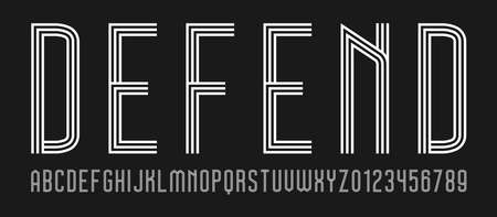 Set of alphabets font letters and numbers modern abstract design with lines vector illustrationのイラスト素材