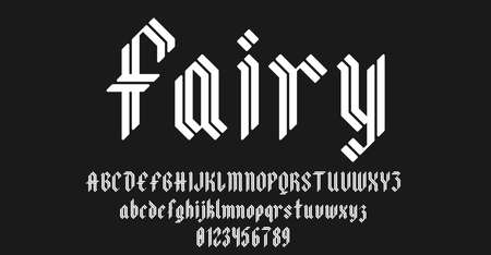 Set of alphabets font letters and numbers antique vintage blackletter concept vector illustrationのイラスト素材