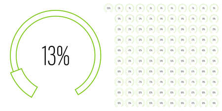 Set of circular sector percentage diagrams meters from 0 to 100 ready-to-use for web design, user...