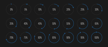 Set of circle percentage diagrams meters for web design, user interface UI or infographic - indicator with blueのイラスト素材
