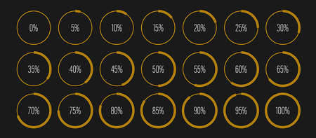 Set of circle percentage progress bar diagrams meters for web design, user interface UI or...