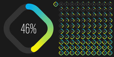 Set of rectangle percentage diagrams meters from 0 to 100 ready-to-use for web design, user...