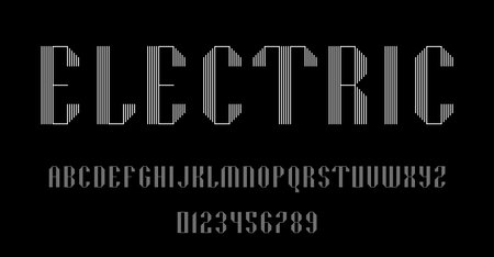 Set of alphabets font letters and numbers modern abstract design with lines vector illustrationのイラスト素材