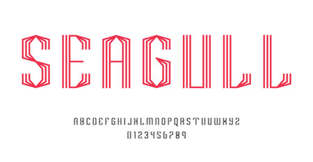 Set of alphabets font letters and numbers modern abstract design with lines vector illustrationのイラスト素材