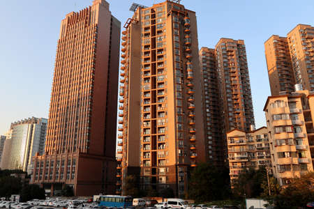 These modern buildings are apartments and office buildings in Chinese citiesの写真素材