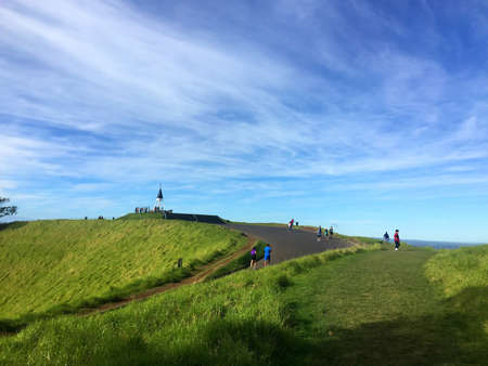 This is a famous scenic spot in New Zealand-Tree Mountain. It is an extinct volcanoの写真素材