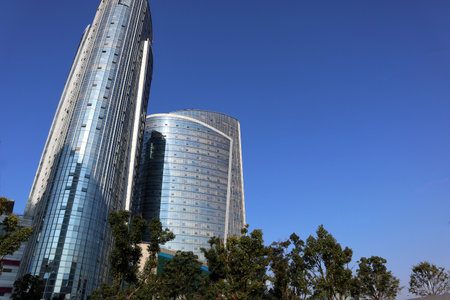 The skyscrapers in these cities are houses and office buildingsのeditorial素材