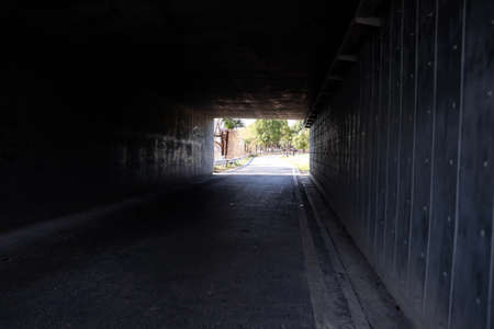 This is a tunnel that can be used by pedestrians and vehiclesの写真素材