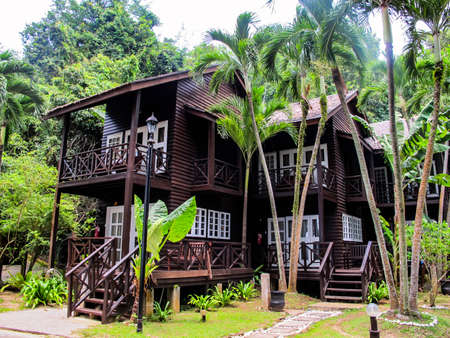 beautiful wooden house resort in Malaysiaのeditorial素材