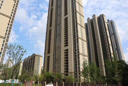 These modern Chinese skyscrapers are apartments and offices for real estate developmentの写真素材