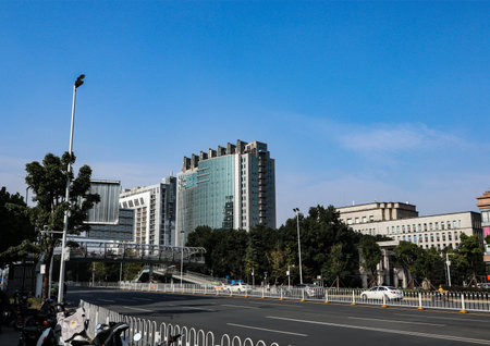 These modern Chinese skyscrapers are apartments and offices for real estate developmentの写真素材