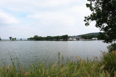 beautiful view of a lush park in Chinaの写真素材