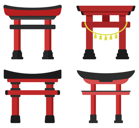Collection of Torii decoration, Japanese culture element.のイラスト素材
