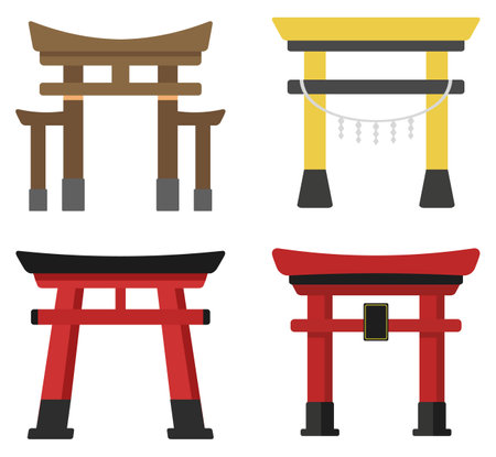 Collection of Torii decoration, Japanese culture element.のイラスト素材