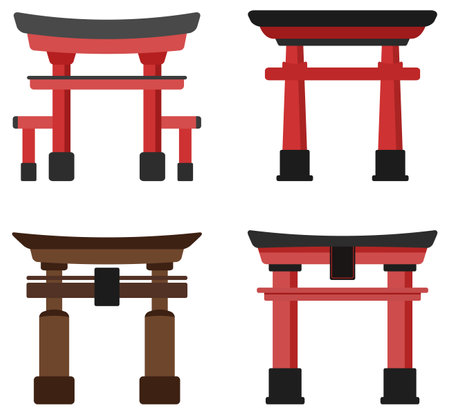 Collection of Torii decoration, Japanese culture element.のイラスト素材