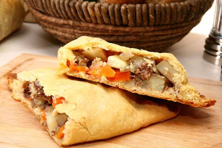 Meat pastry with salad in kitchen or restaurant.の写真素材