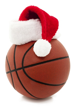 Basketball With Red Santa Hat On Topの写真素材