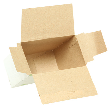 Small Empty Grocery Box over white.の写真素材