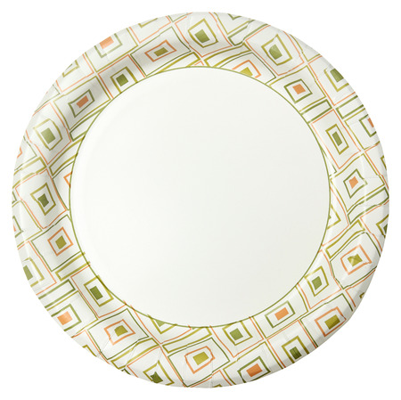 Disposable Paper Plate Over White Backgroundの写真素材
