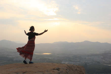 open arms to great viewの写真素材