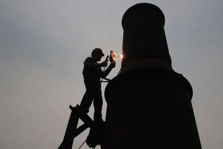 worker doing welding workの写真素材