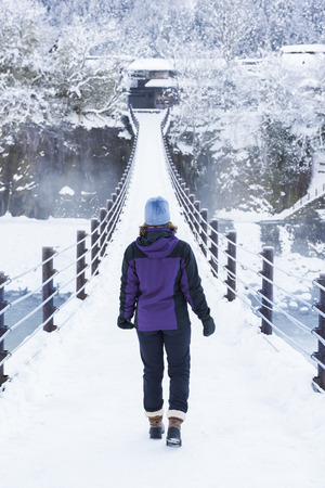 Historic Village of Shirakawago in winter, Japanの写真素材