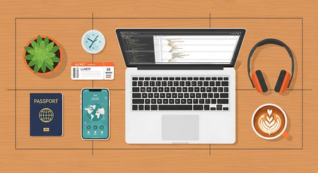 Flat design modern vector illustration concept of online booking, e-learning, travel and journey.の素材